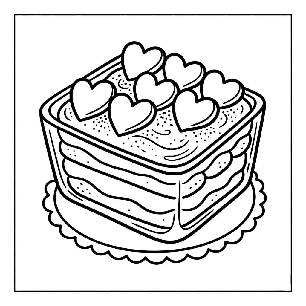 Tiramisù con Crema a Cuore da colorare