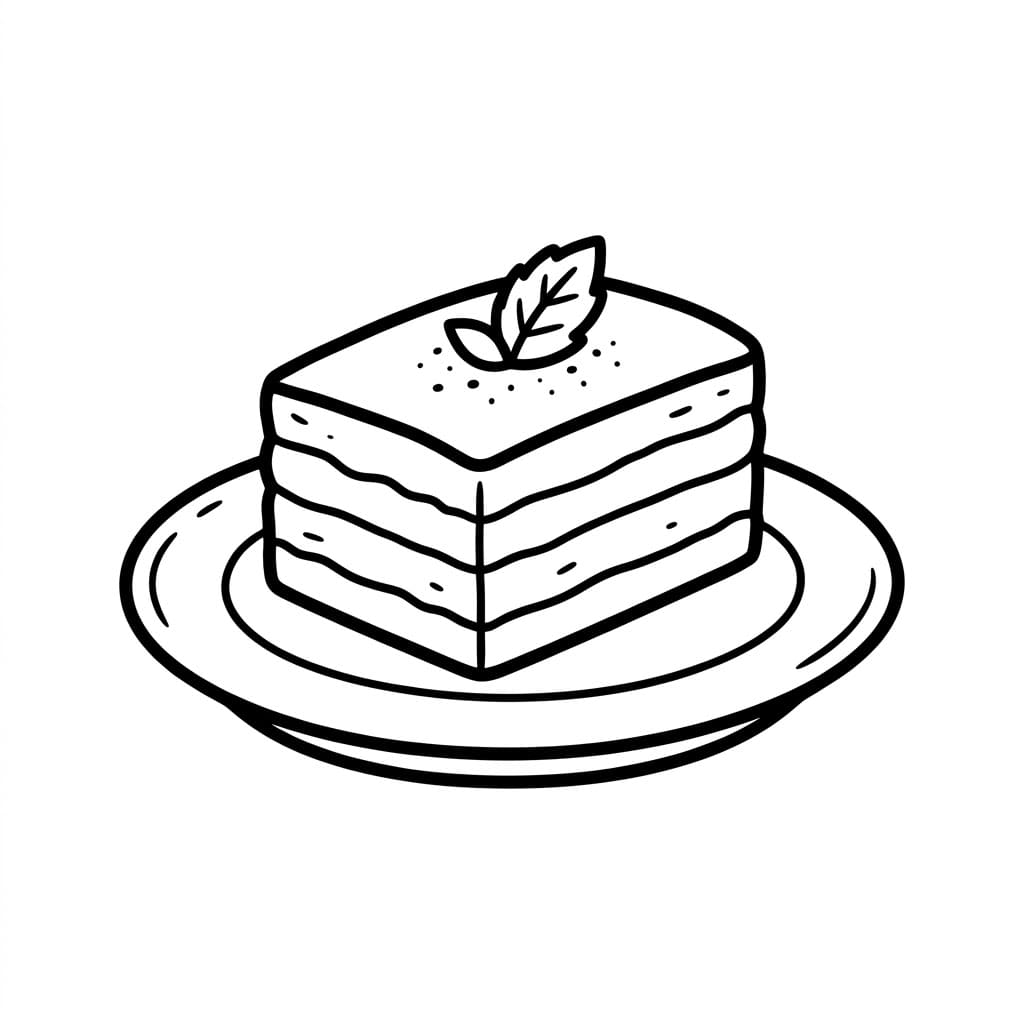 Tiramisù con Foglia di Menta da colorare