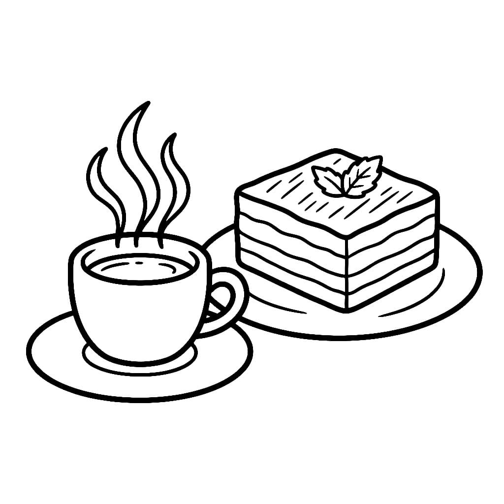 Tiramisù e Caffè da colorare