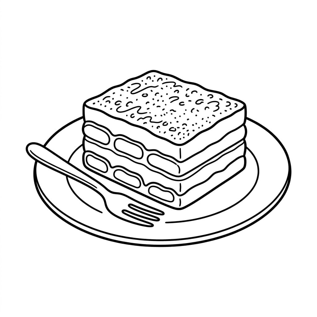 Tiramisù sul Piatto da colorare