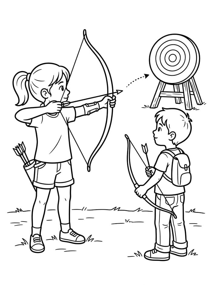 Tiro con l'arco per bambini da colorare