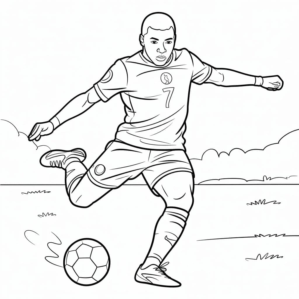 Tiro di Kylian Mbappé da colorare