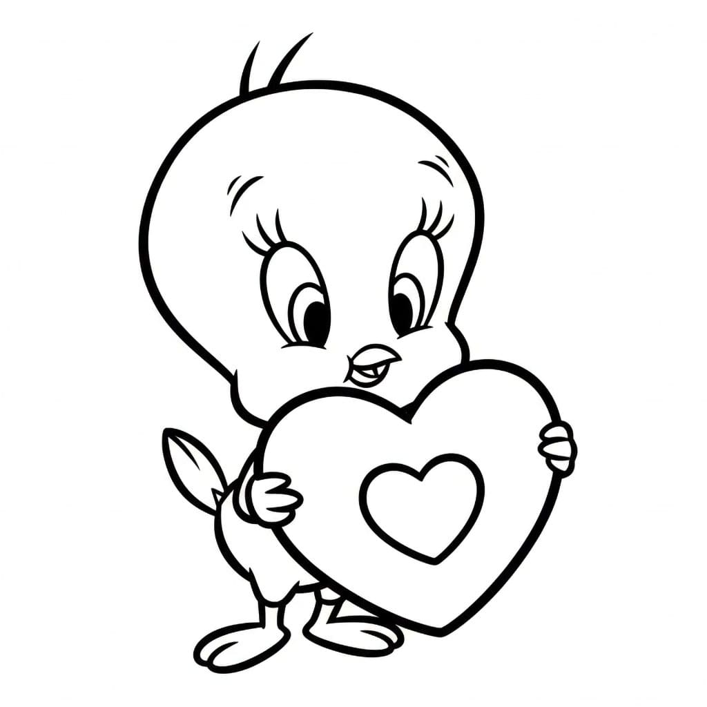 Titti abbraccia il cuore da colorare