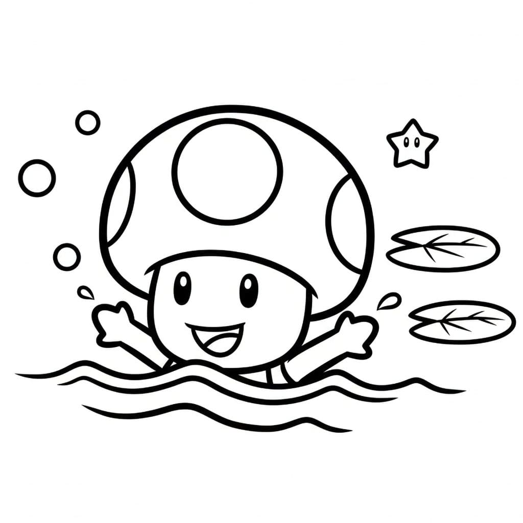 Toad che nuota da colorare