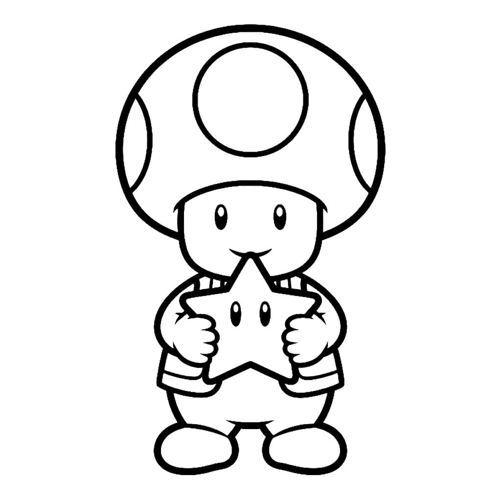 Toad che tiene una stella da colorare