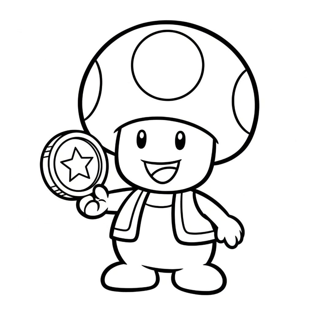 Toad con moneta da colorare