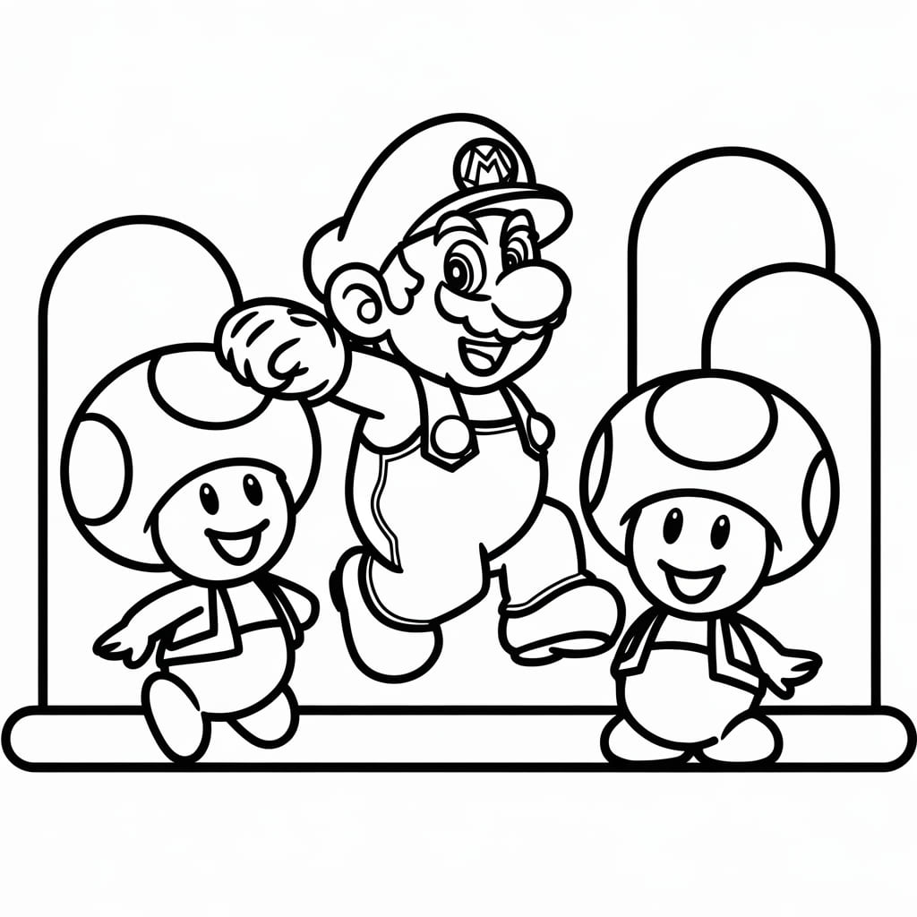 Toad e Mario da colorare