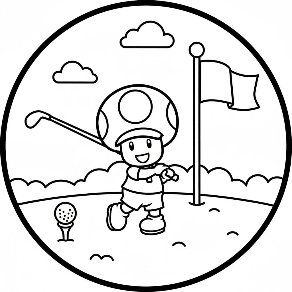 Toad gioca a golf da colorare