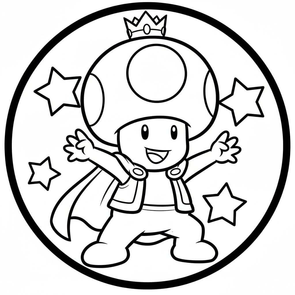 Toad in posa da eroe da colorare