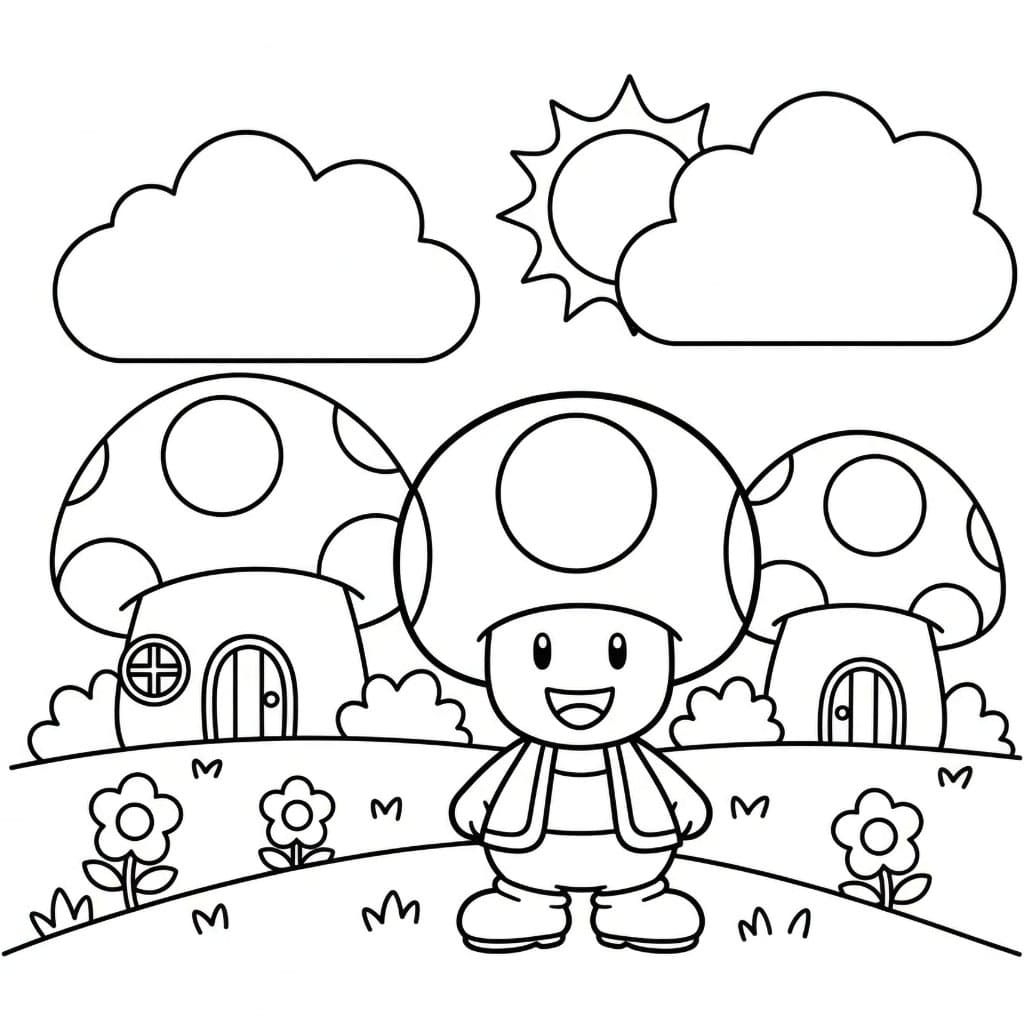 Toad nel Regno dei Funghi da colorare