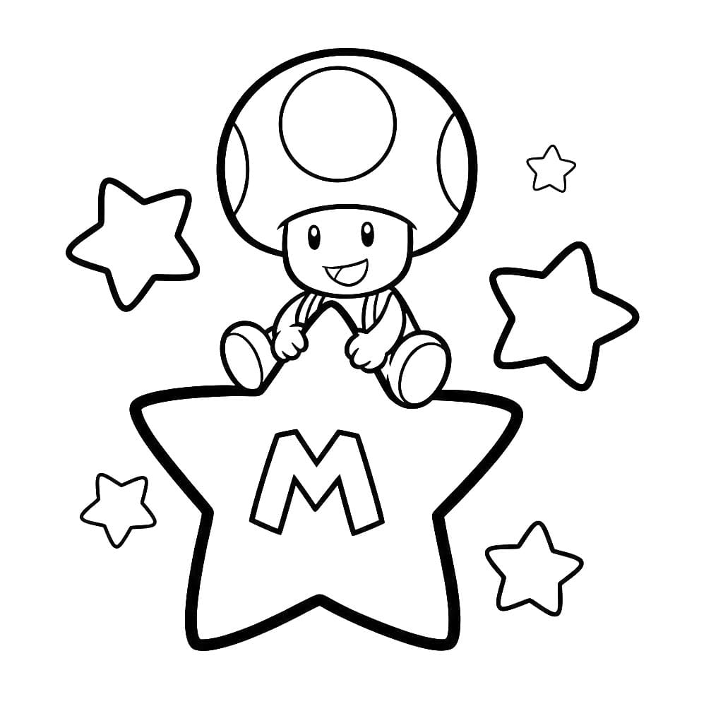 Toad sulla grande stella da colorare