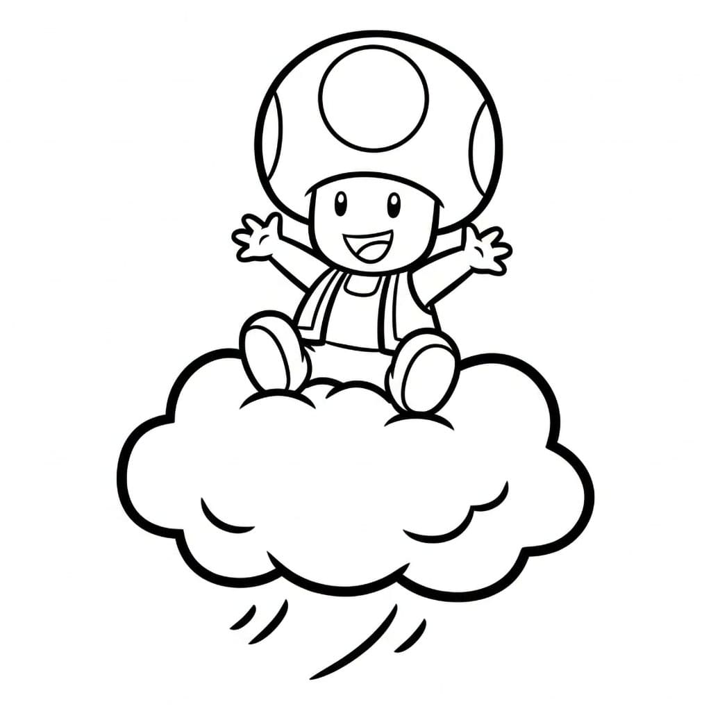 Toad sulla nuvola da colorare