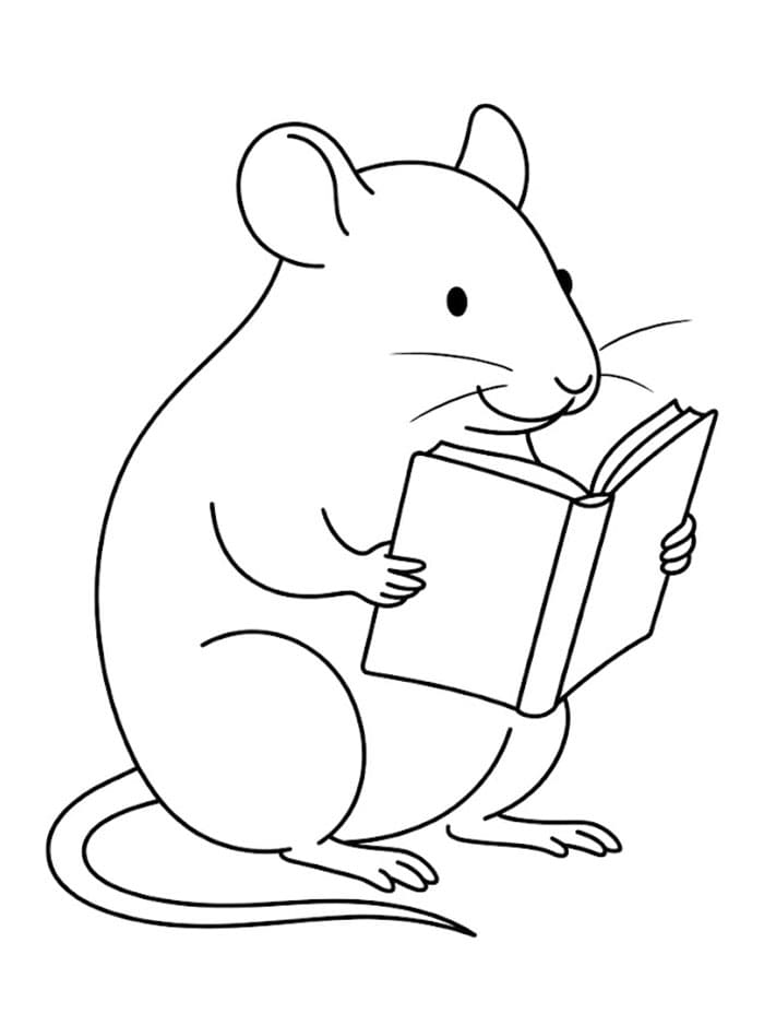 Topo che legge un libro da colorare