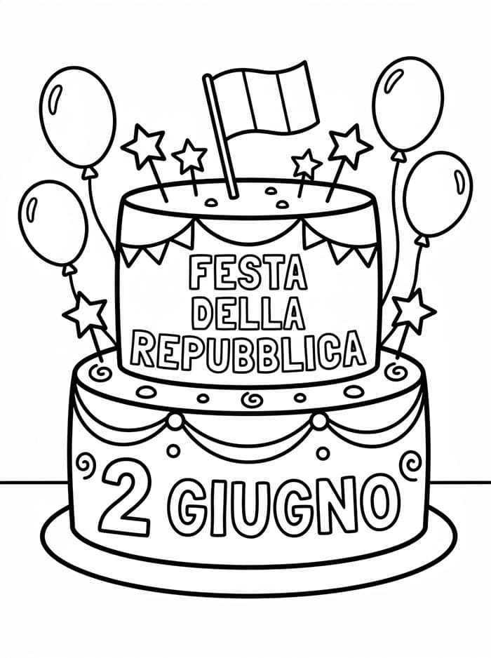 Torta celebrativa della Festa della Repubblica da colorare