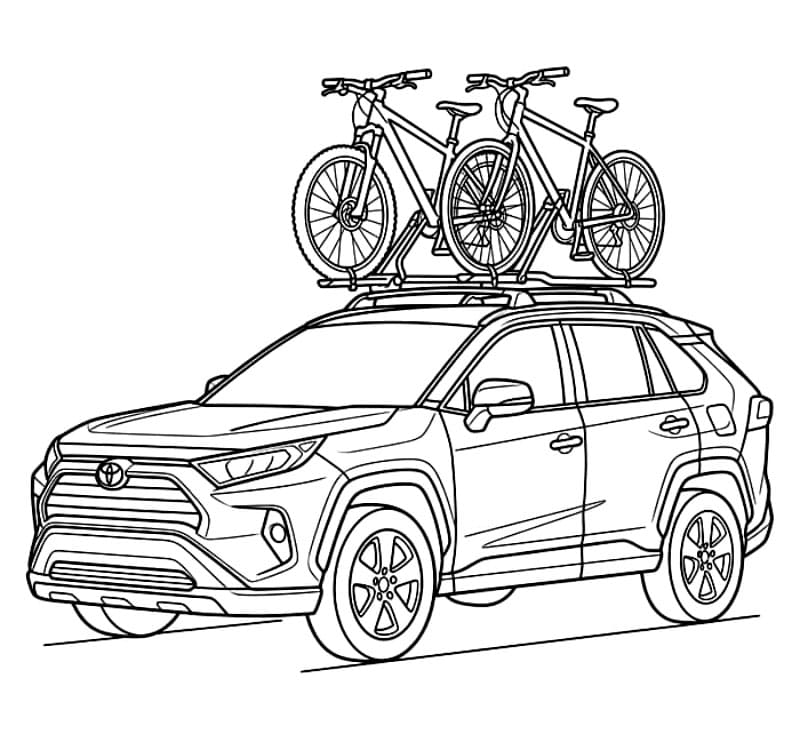 Toyota che trasporta biciclette da colorare