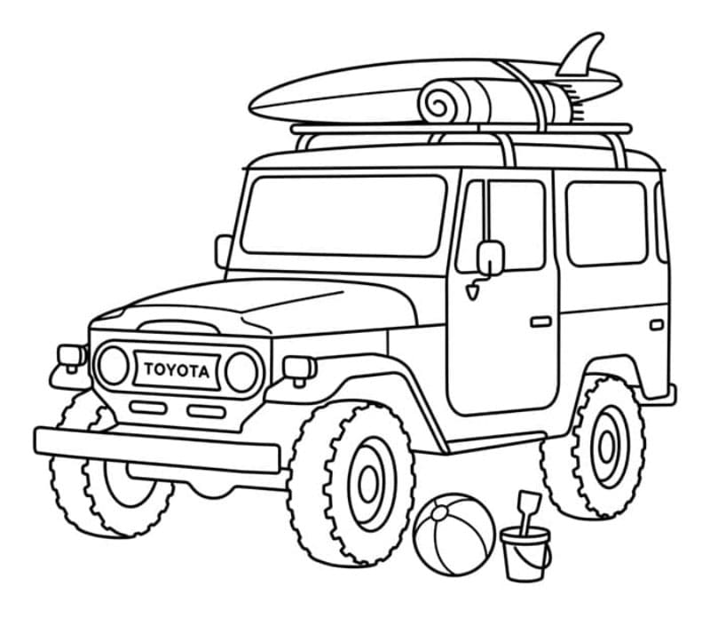 Toyota che va in spiaggia da colorare