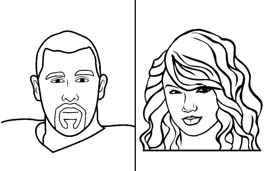 Travis Kelce e Taylor Swift da colorare