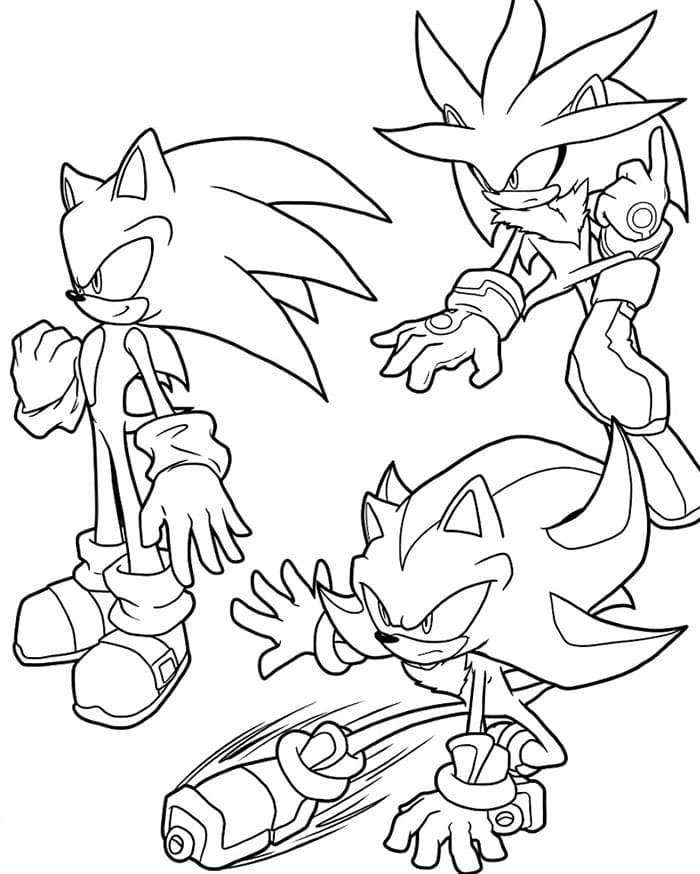 Tre Sonic da colorare