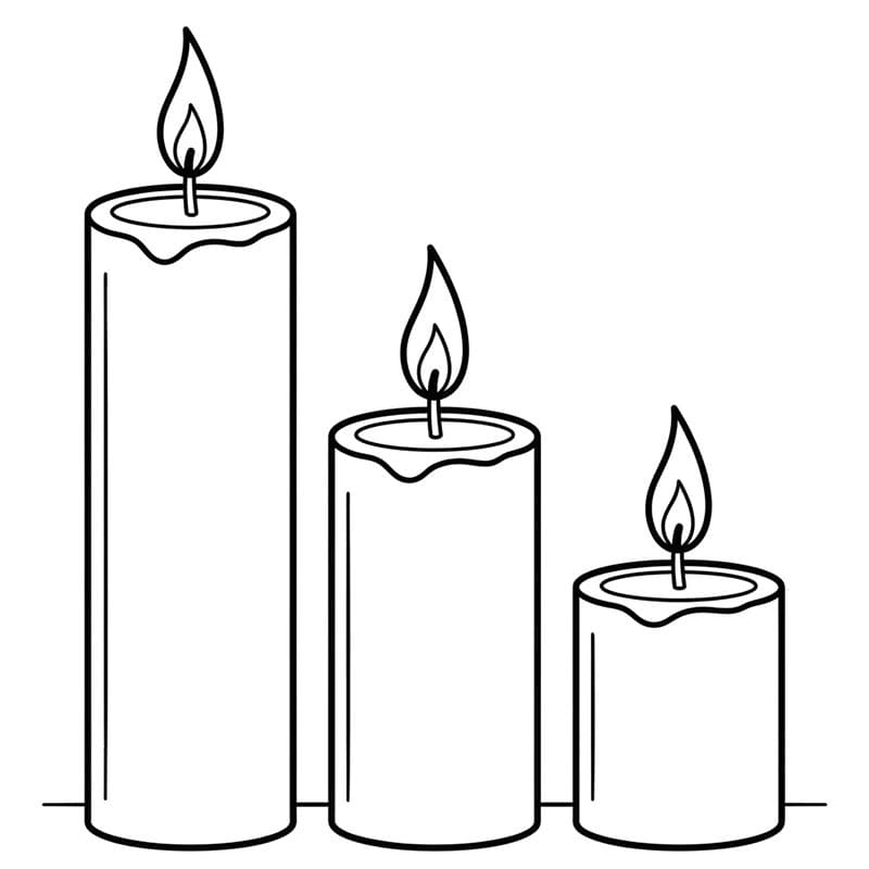 Tre candele da colorare