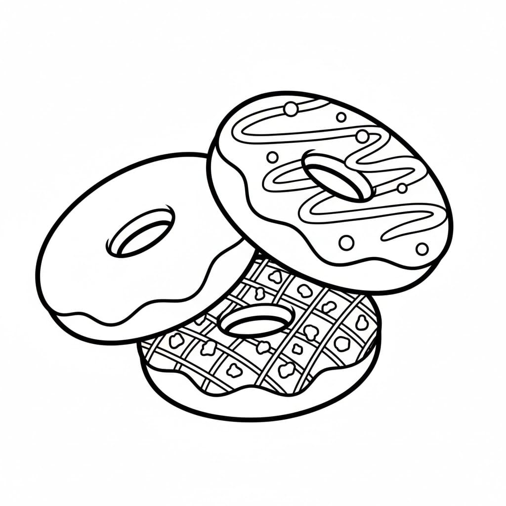 Tre ciambelle impilate da colorare