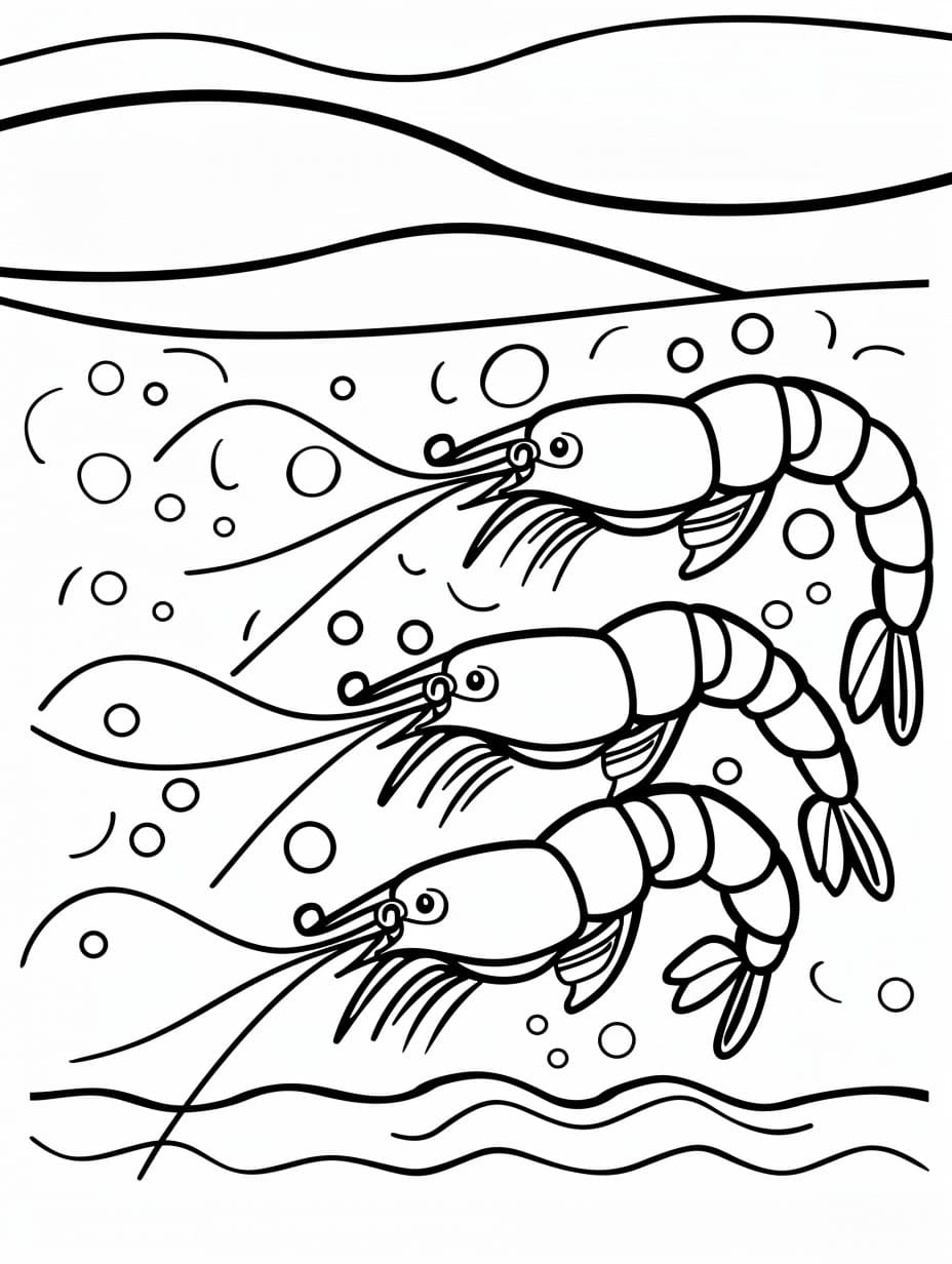 Tre gamberi da colorare
