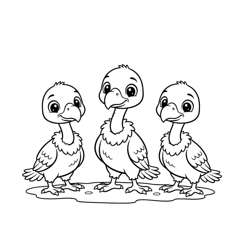 Tre piccoli avvoltoi da colorare