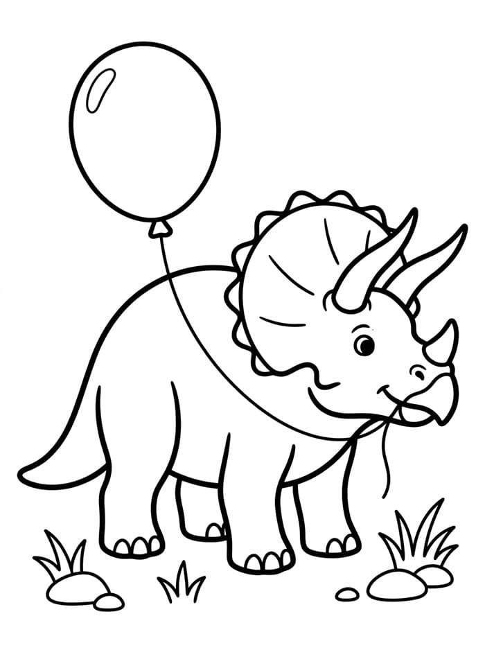 Triceratopo con un palloncino da colorare