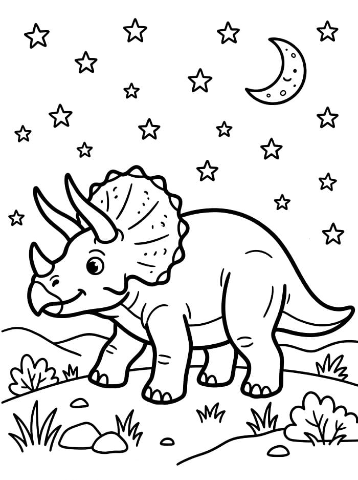 Triceratopo sotto le stelle da colorare