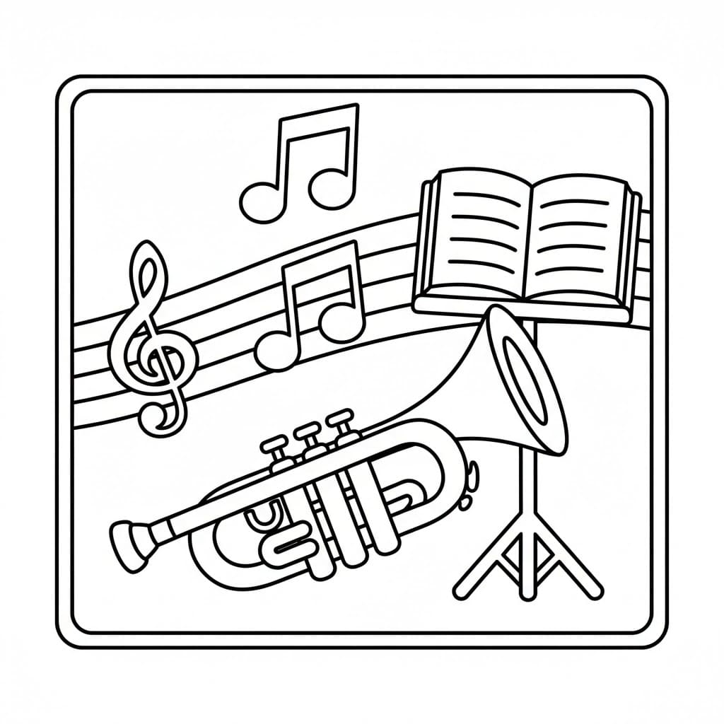 Tromba a linea spessa da colorare