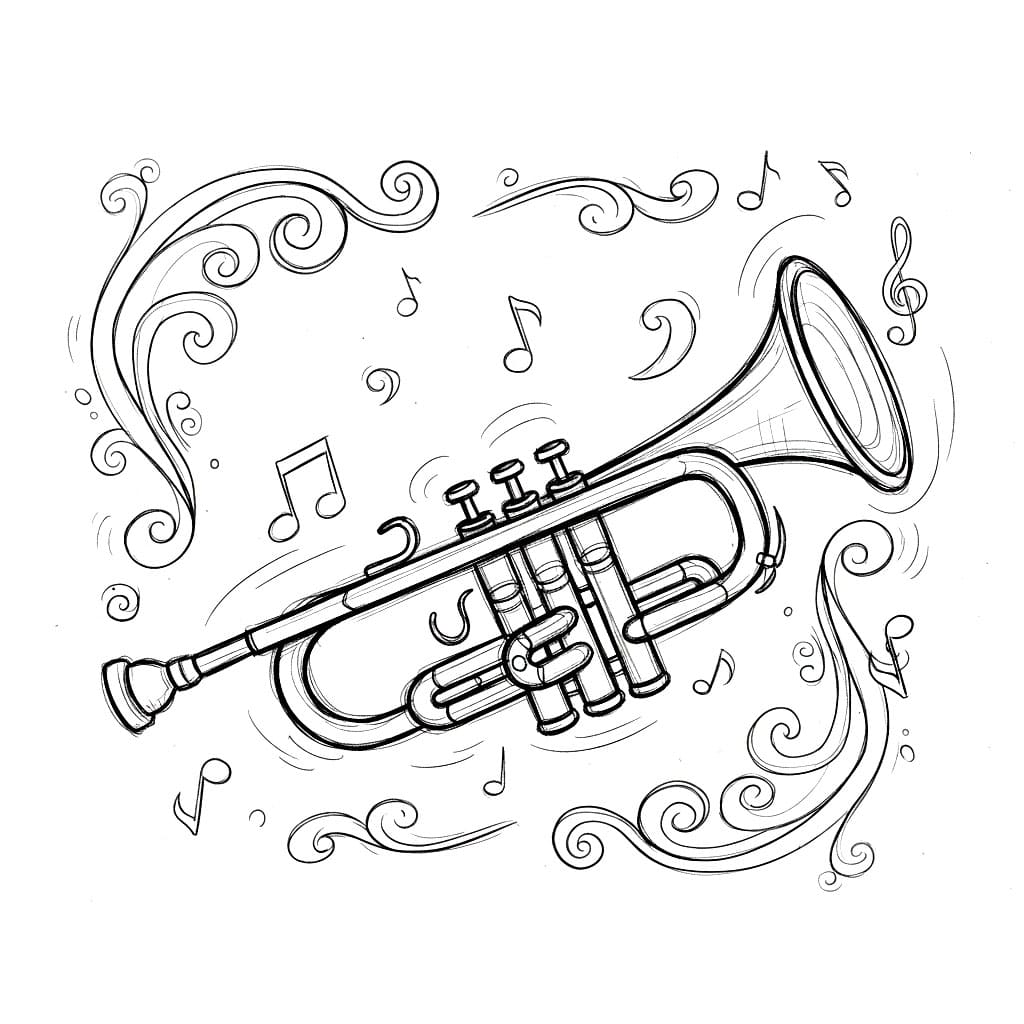 Tromba disegnata a mano da colorare