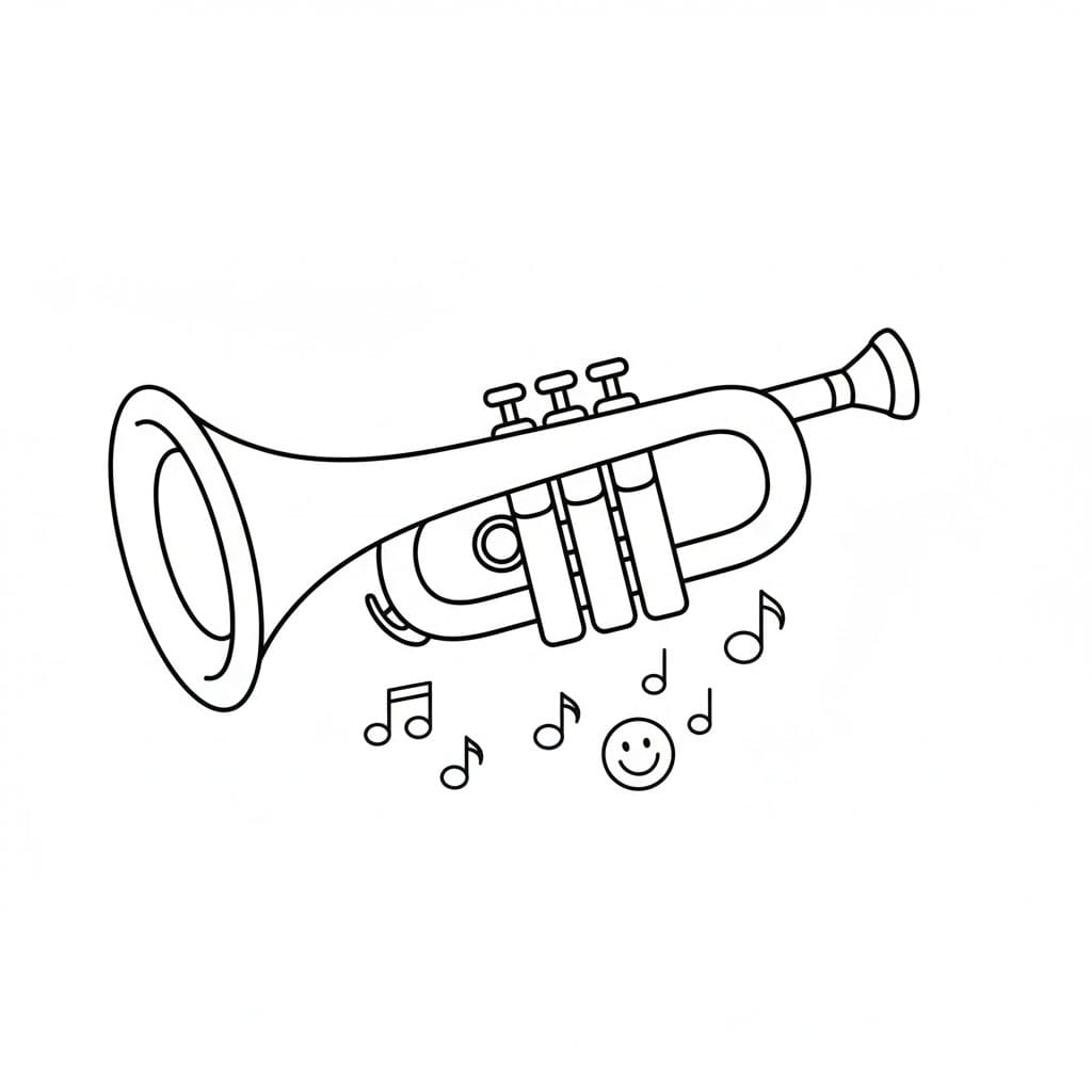 Tromba e nota musicale da colorare