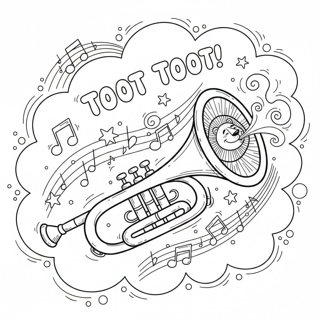 Tromba scarabocchiata da colorare