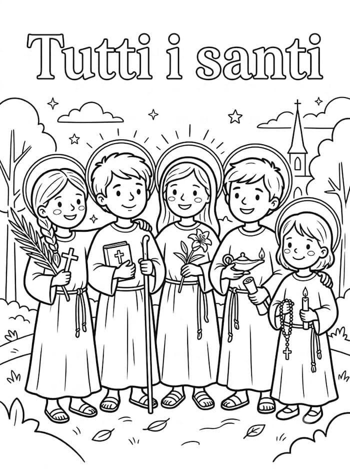 Tutti i santi gratis per bambini da colorare