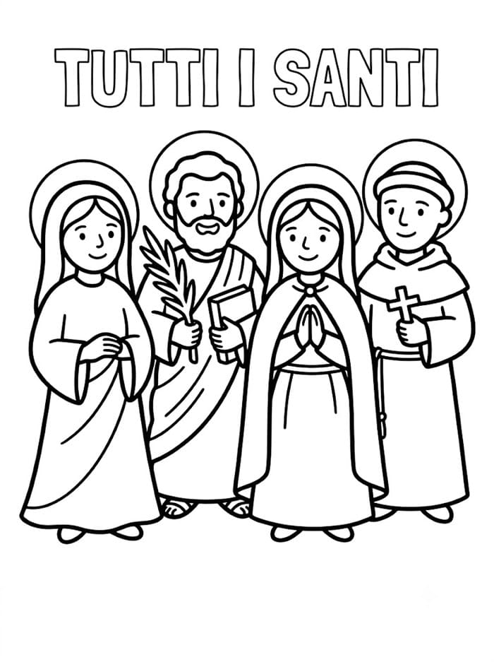 Tutti i santi molto semplice da colorare