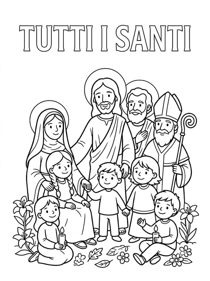 Tutti i santi per la Famiglia Celeste da colorare
