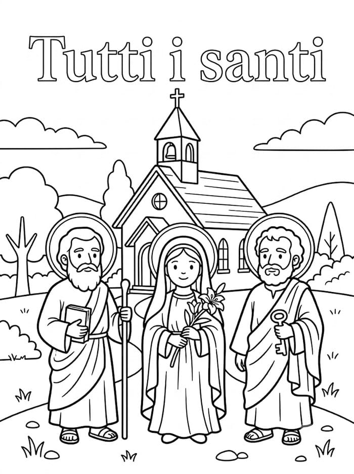 Tutti i santi per la Sacra Famiglia da colorare