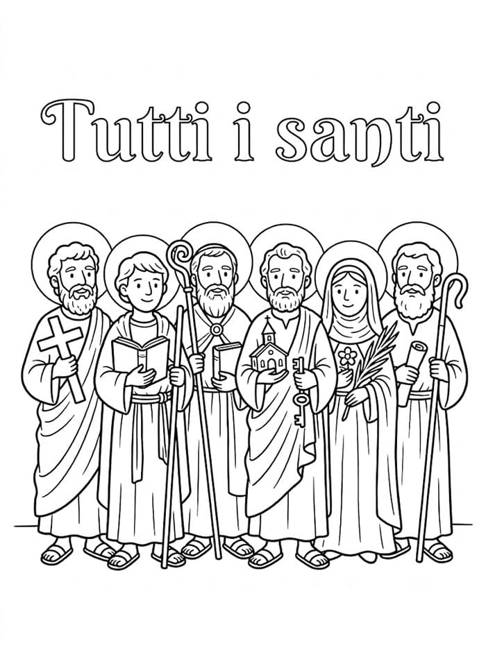 Tutti i santi stampabile gratuito per bambini da colorare