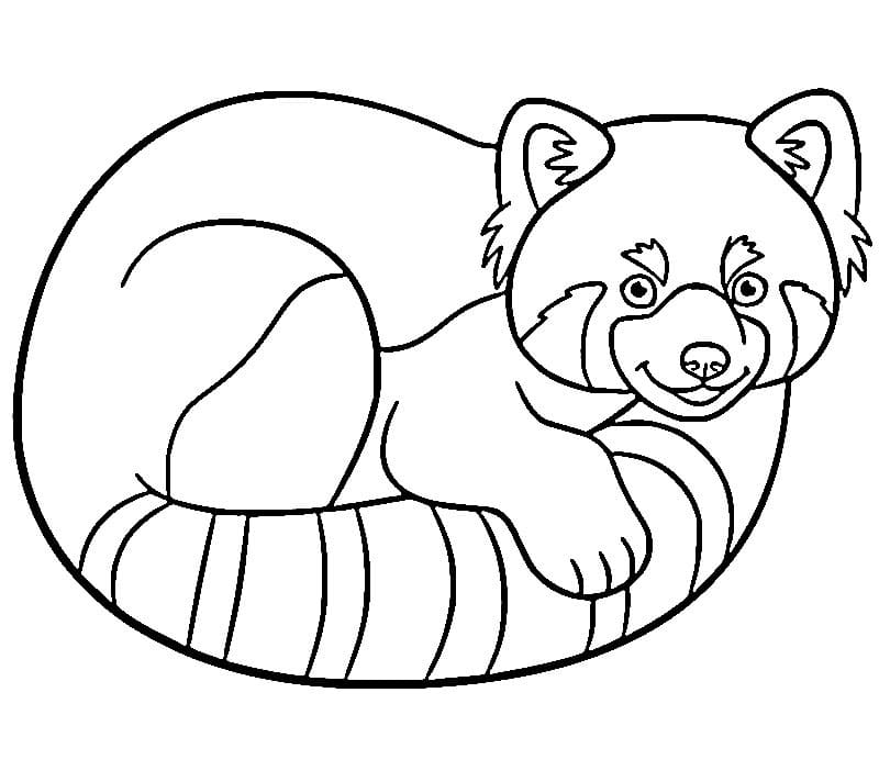 Un panda rosso sorridente da colorare