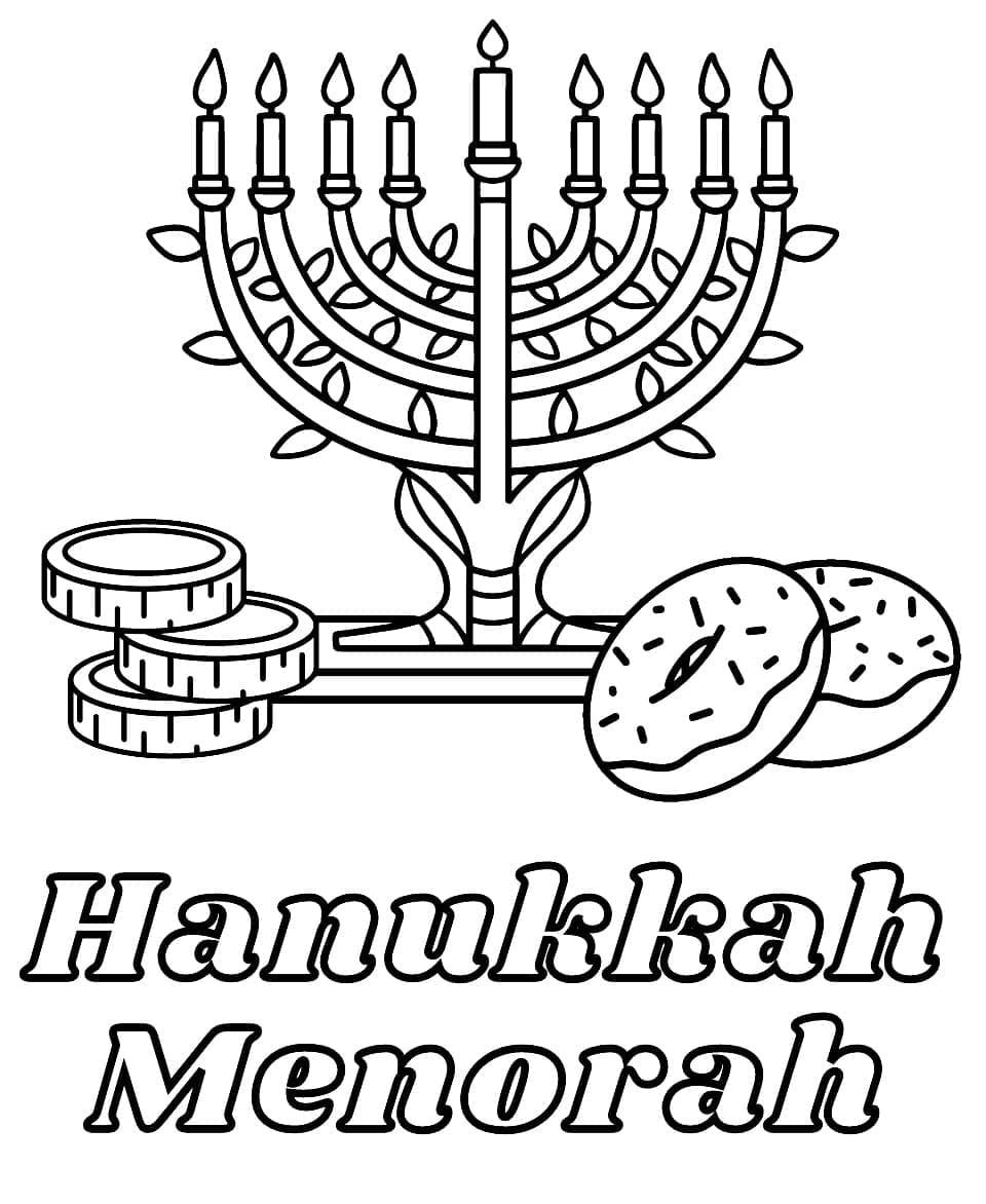 Una Menorah di Hanukkah da colorare