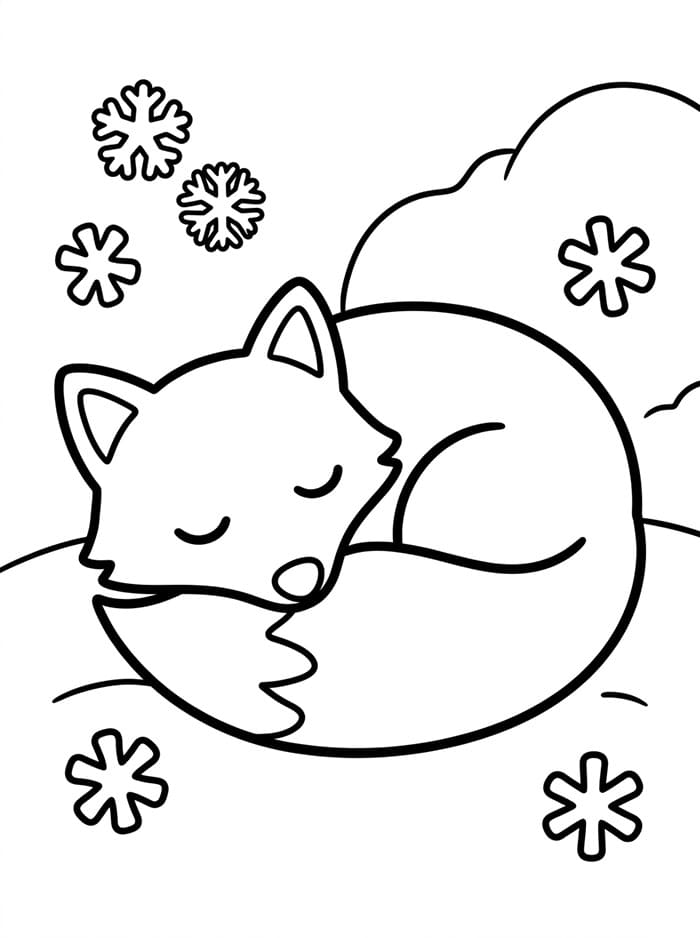 Una Volpe artica che dorme da colorare