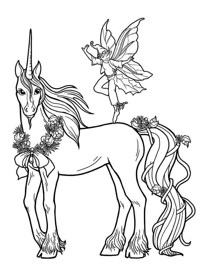 Unicorno Con Fata da colorare