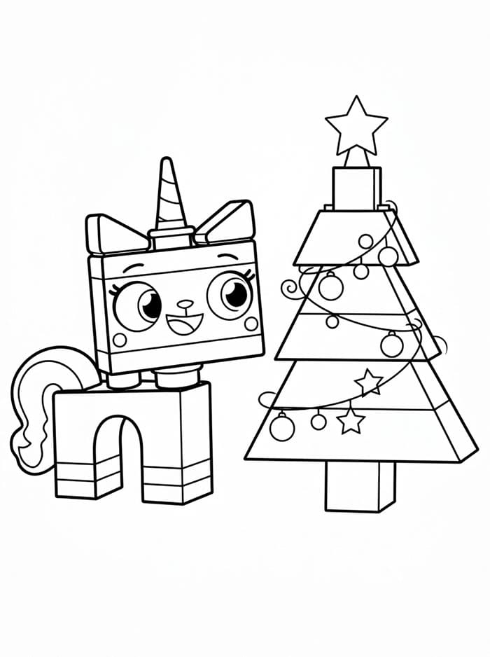 Unikitty e albero di Natale da colorare