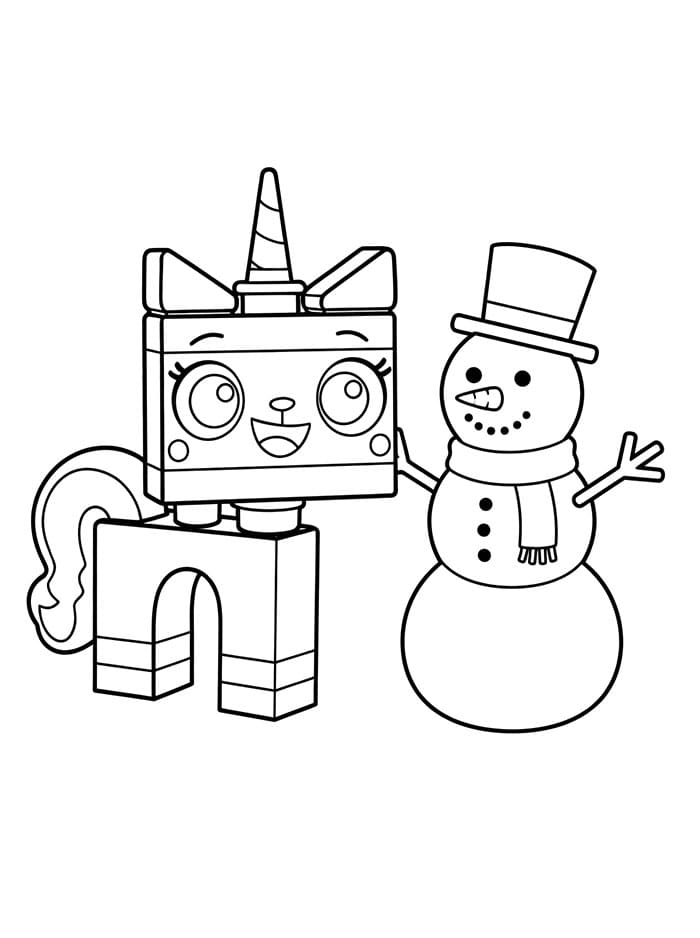 Unikitty e pupazzo di neve da colorare