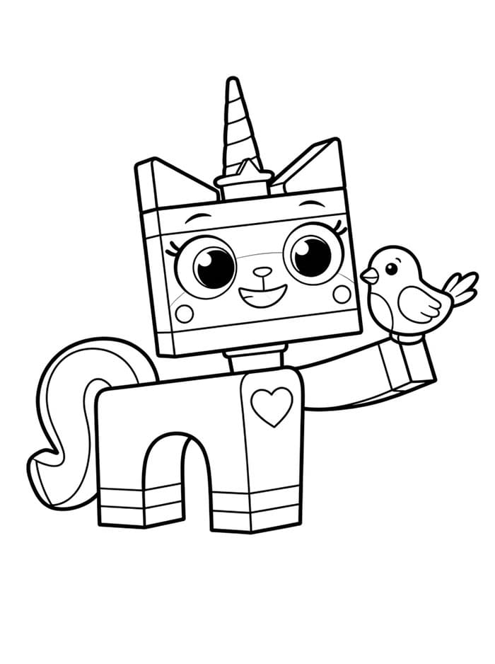 Unikitty e uccello da colorare
