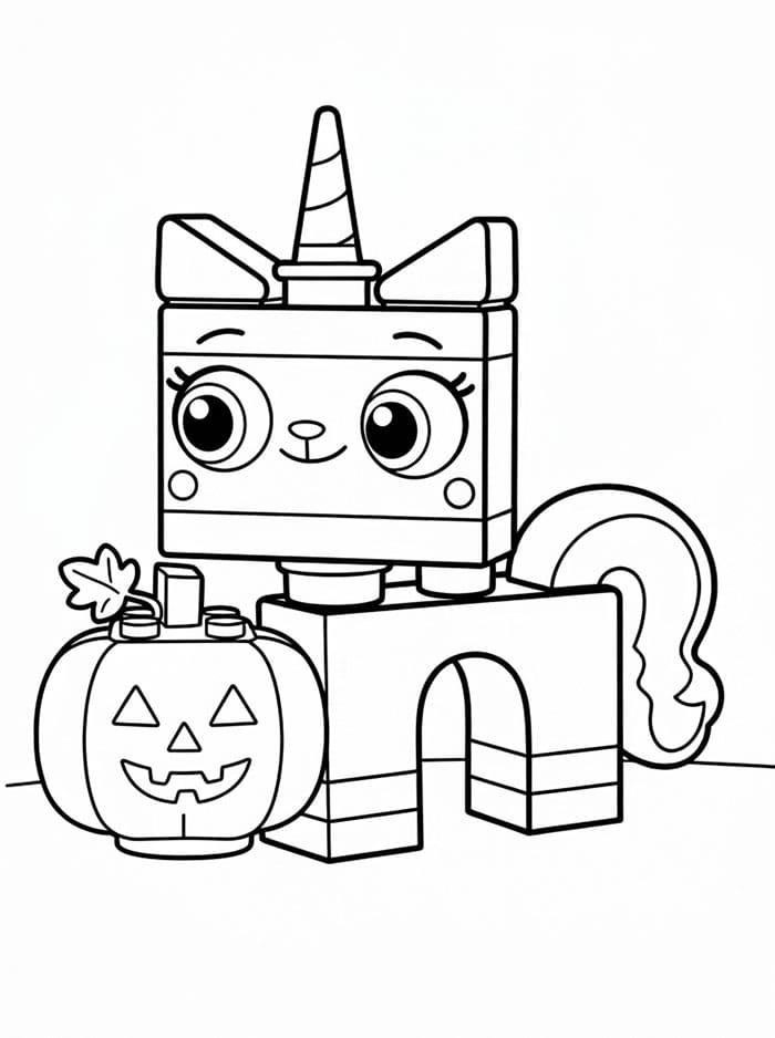 Unikitty e zucca di Halloween da colorare