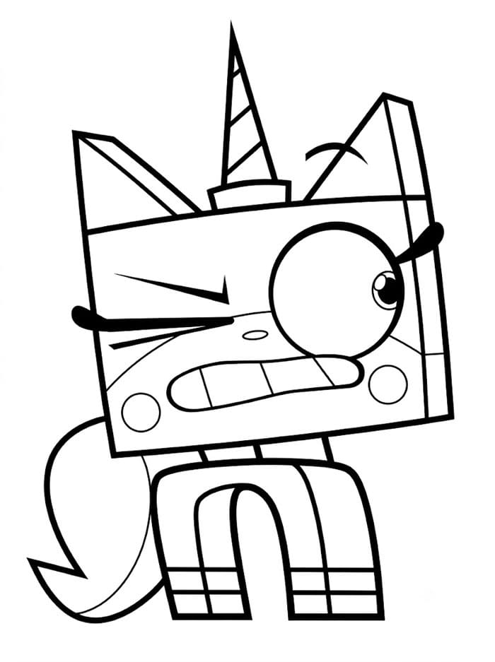 Unikitty imbronciata da colorare