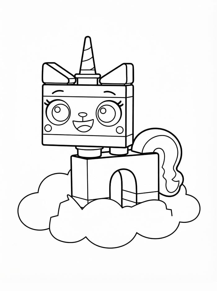 Unikitty su una nuvola da colorare