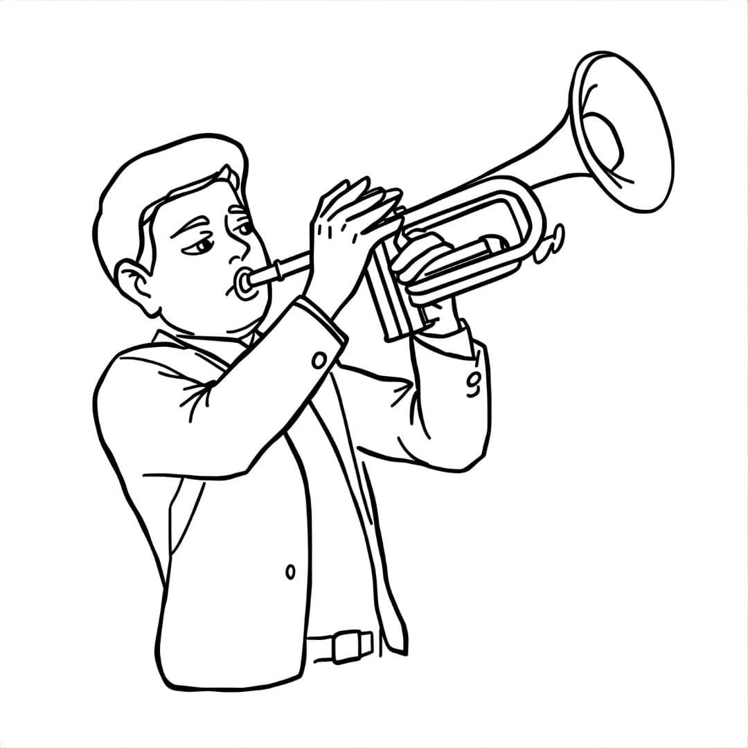 Uomo che suona la tromba da colorare