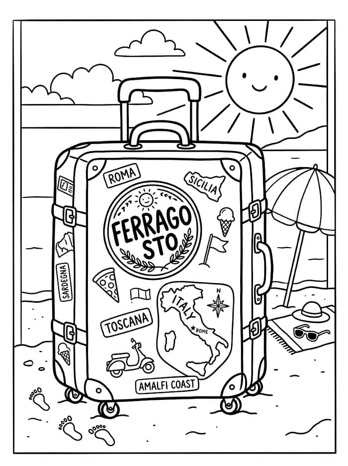 Valigia di Ferragosto da colorare