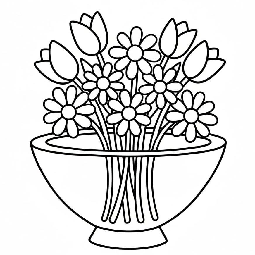 Vaso di Fiori Aperto da colorare